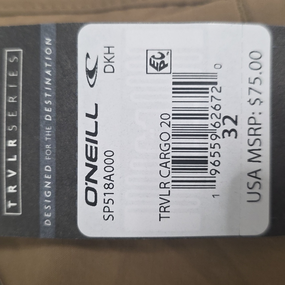 NWT Men's O'Neill "TRVLSERIES CARGO 20" SHORTS". VARIOUS SIZES. DARK KHAKI COLOR - Picture 7 of 12